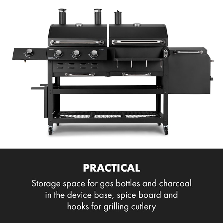 Kingsville Smoker, kombinovaný gril, plyn, uhlie, udiareň, 13,5 kW, 3 + 1 horáky