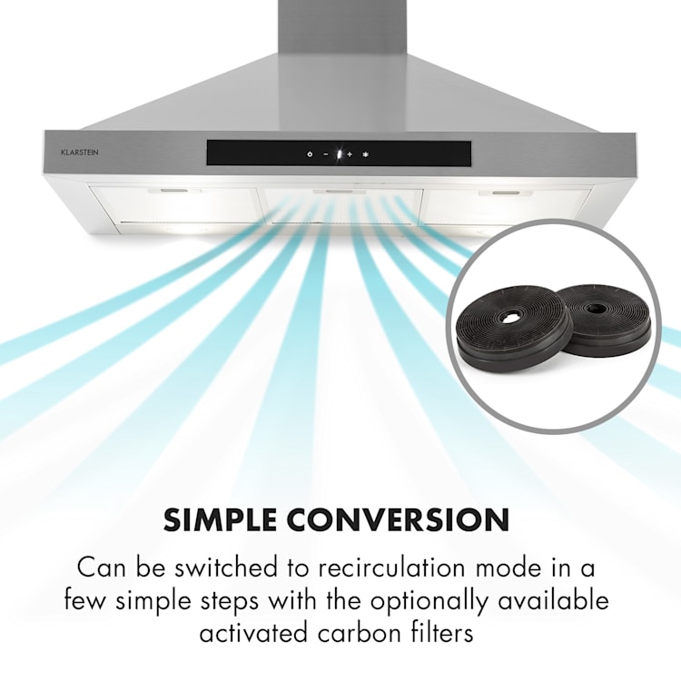 Zelda Eco 90 Campana extractora 240 W 3 niveles 410 m³/h LED EEK: A+ 90 cm