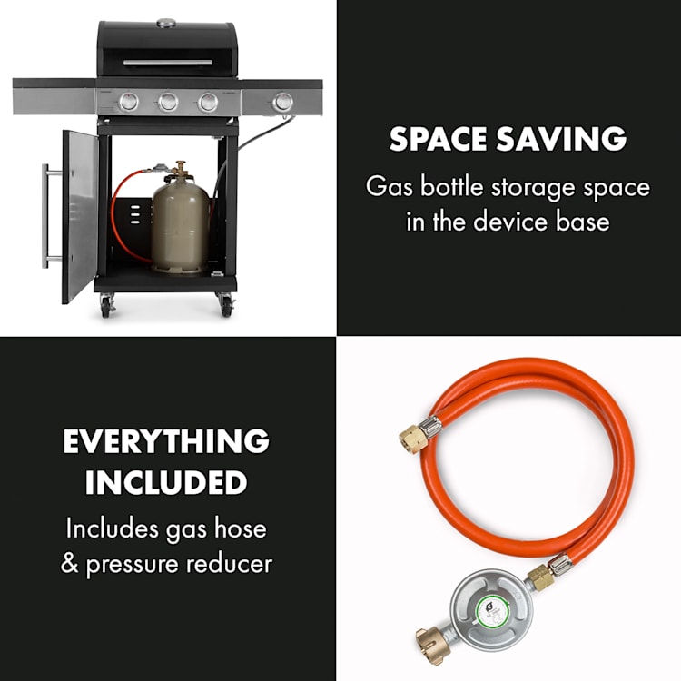 Valdosta 3.1 gasbarbecue 3 x 2,8 kW + 2,5 kW branders rvs mobiel