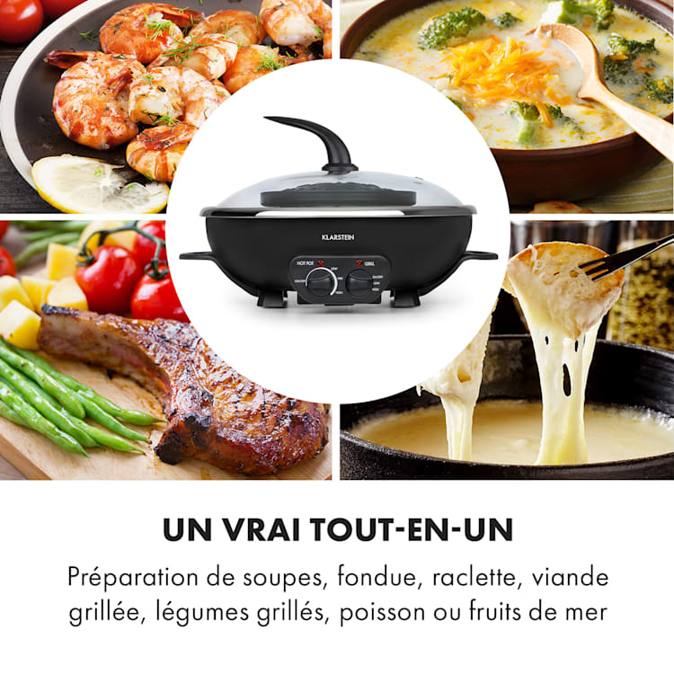 Szechuan 2-en-1Hot Pot et plaque à grillades 5l 1350 / 600 W noir Noir