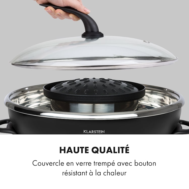 Szechuan 2-en-1Hot Pot et plaque à grillades 5l 1350 / 600 W noir Noir