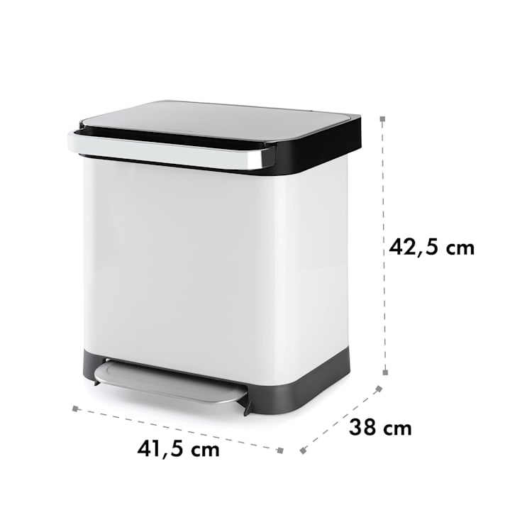 Trash Inn, pedálos szemeteskosár, 30 liter, szagszűrő, rozsdamentes acél, fehér 30 Ltr