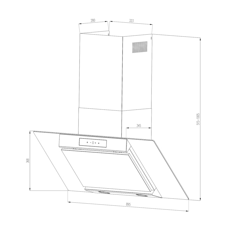 Balzac Silent 90 Dunstabzugshaube 250W 3 Stufen 604 m³/h LED EEK A 90 cm