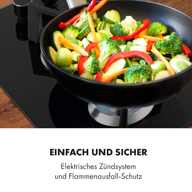 Trifecta Domino Gaskochfeld 2-flammig Triangle-Brenner Glaskeramik 2 Brenner | Schwarz