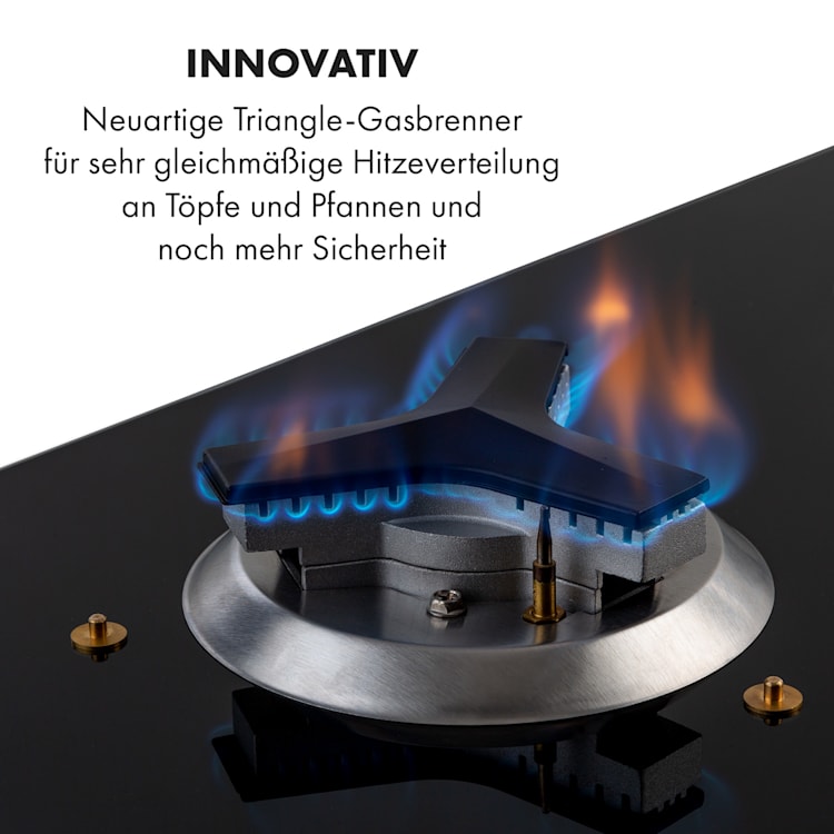 Trifecta 5 Gaskochfeld 5-flammig Triangle-Brenner Glaskeramik 5 Brenner | Schwarz