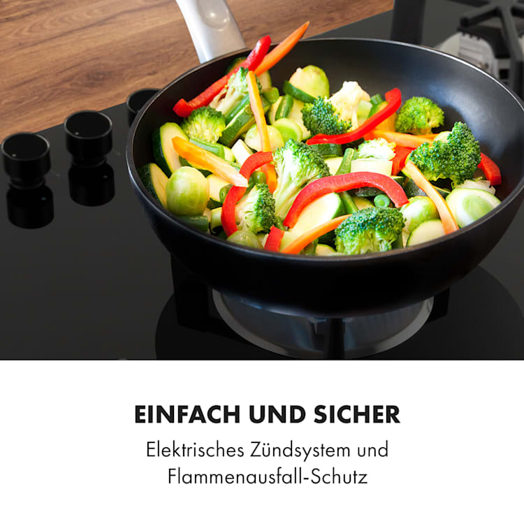 Trifecta 5 Gaskochfeld 5-flammig Triangle-Brenner Glaskeramik 5 Brenner | Schwarz