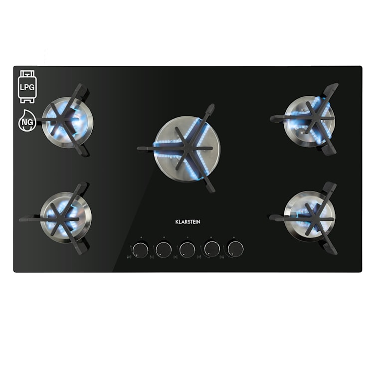 Trifecta 5 Gaskochfeld 5-flammig Triangle-Brenner Glaskeramik 5 Brenner | Schwarz