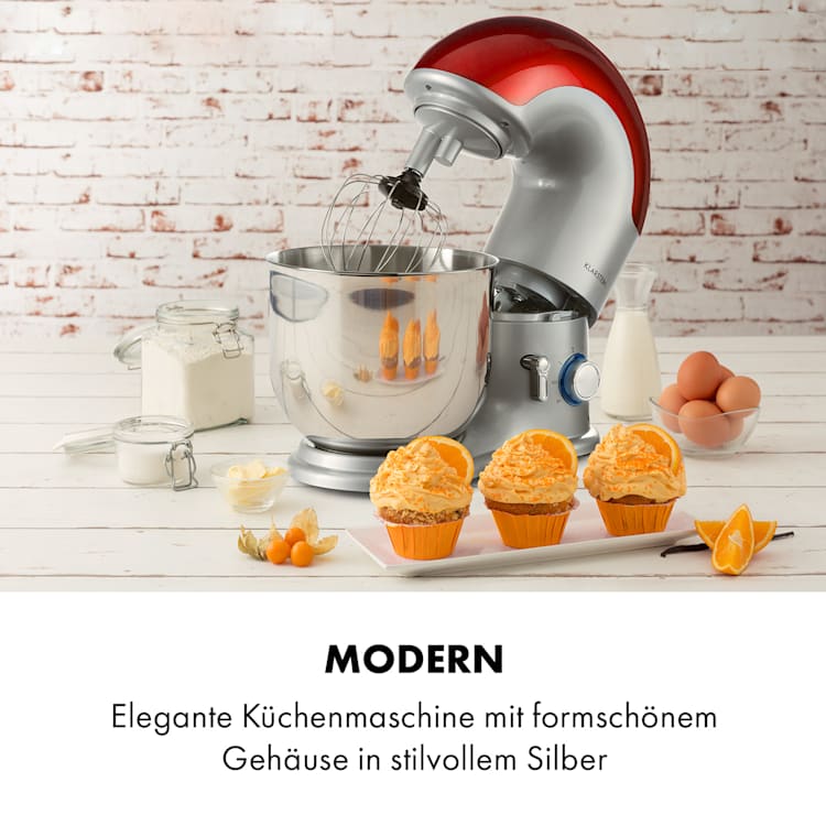 Delfino Küchenmaschine 1800W 6 Stufen 7 Liter Silber