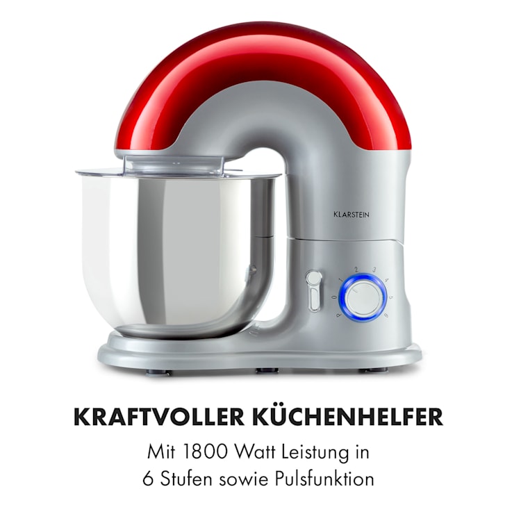 Delfino Küchenmaschine 1800W 6 Stufen 7 Liter Silber