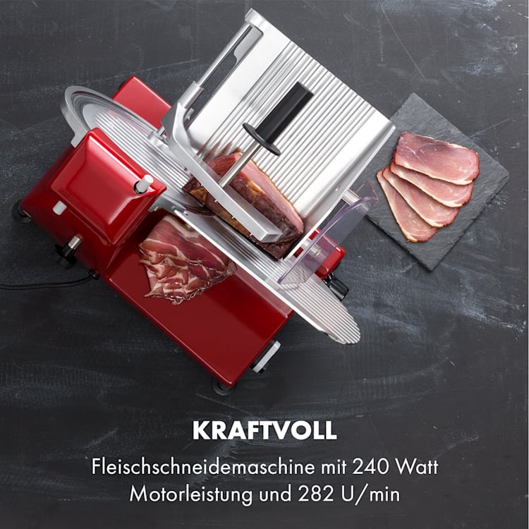 Carpaccio Schneidemaschine 240W 0-12mm 200x155mm Edelstahl Rot