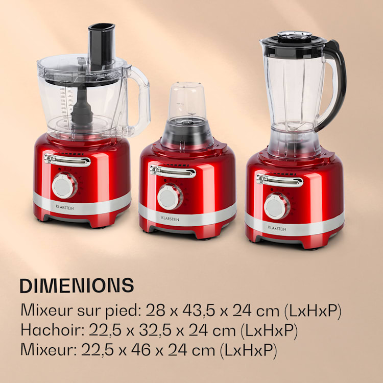 Luca multifunctionele mixer 1000 W 3 traploze snelheid 6 modi Rood