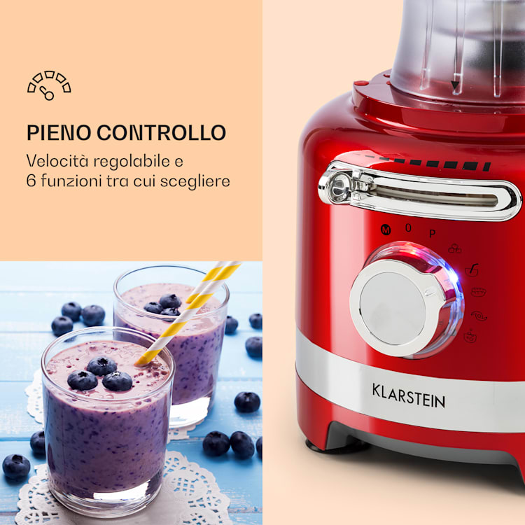 Luca, mixer multifunzione, 1000 W, 3 L, velocità senza intervalli, 6 modalità Rosso