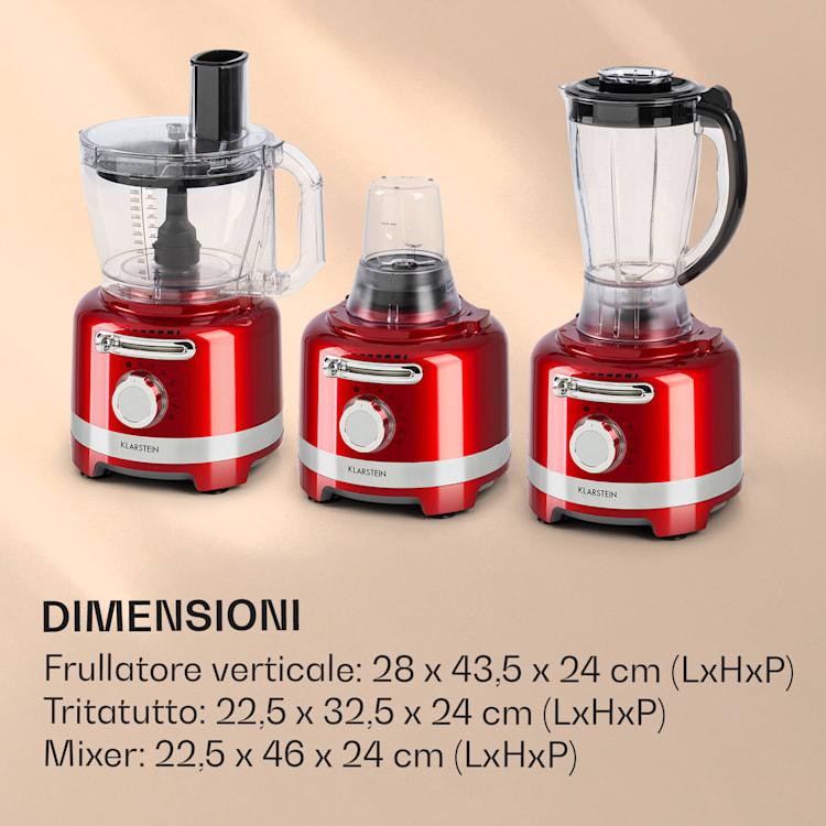 Luca, mixer multifunzione, 1000 W, 3 L, velocità senza intervalli, 6 modalità Rosso