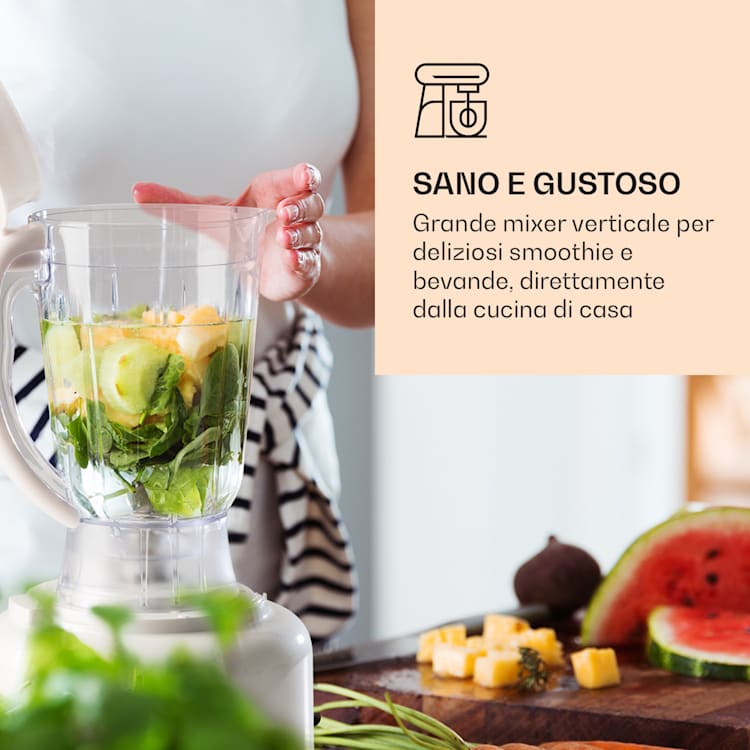 Luca, mixer multifunzione, 1000 W, 3 L, velocità senza intervalli, 6 modalità Bianco