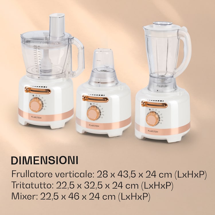 Luca, mixer multifunzione, 1000 W, 3 L, velocità senza intervalli, 6 modalità Bianco