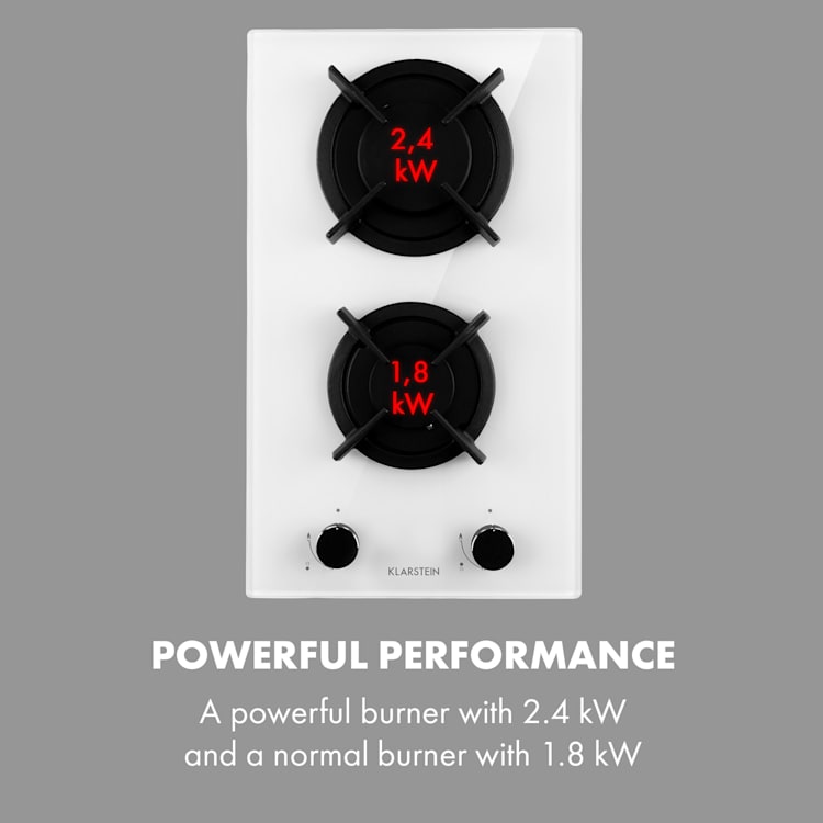 Goldflame Domino gas hob 2-burner brass burner glass ceramic 2 burners | White