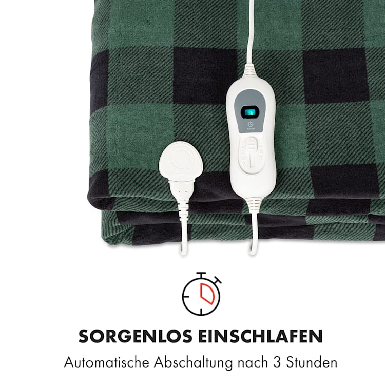 Dr. Watson XXL Heizdecke 3 Leistungsstufen waschbar 200x180cm Mikroplüsch Grau gemustert | XXL