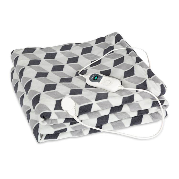 Dr. Watson XXL Couverture électrique 120W 200x180 cm polaire de corail carreaux gris Gris À Motifs | XXL