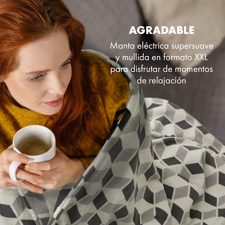 Dr. Watson XXL Manta eléctrica 120W 200x180cm Carolina Cuadrados verdes Verde Estampado | XXL