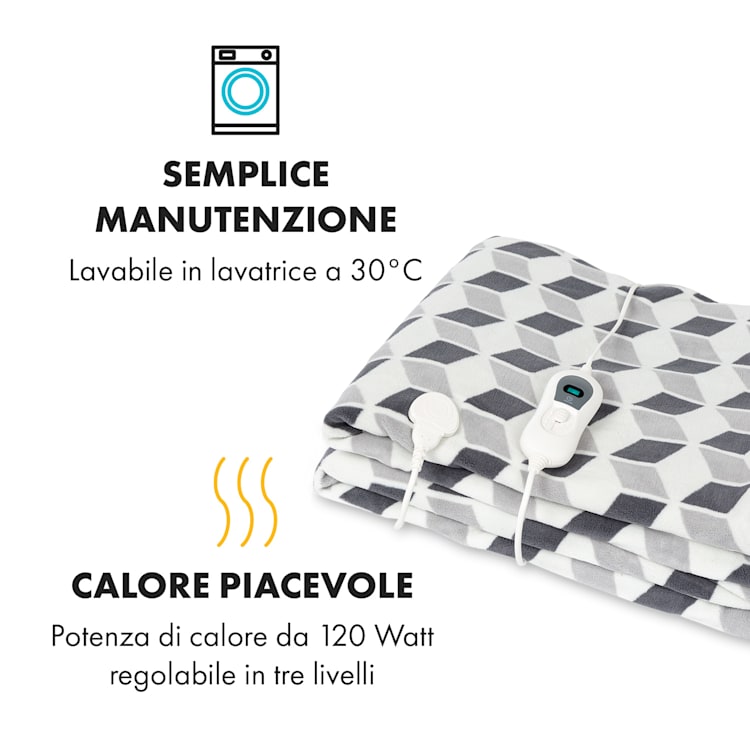Dr. Watson XXL, Coperta Termica, 200x180cm, Coral Fleece, 120W, quadrati verdi Verde A Fantasia | XXL