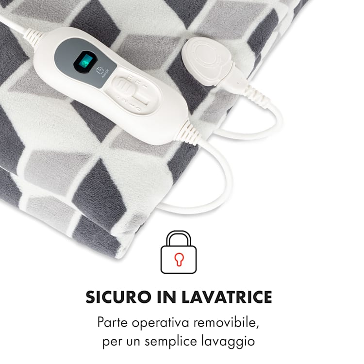 Dr. Watson XXL, Coperta Termica, 200x180cm, Coral Fleece, 120W, quadrati verdi Verde A Fantasia | XXL