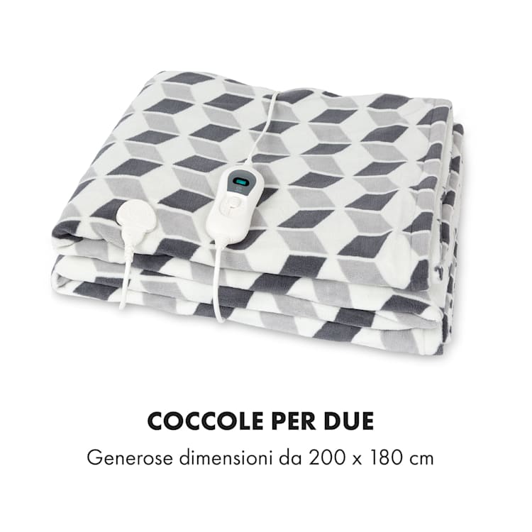 Dr. Watson XXL, Coperta Termica, 200x180cm, Coral Fleece, 120W, quadrati verdi Verde A Fantasia | XXL