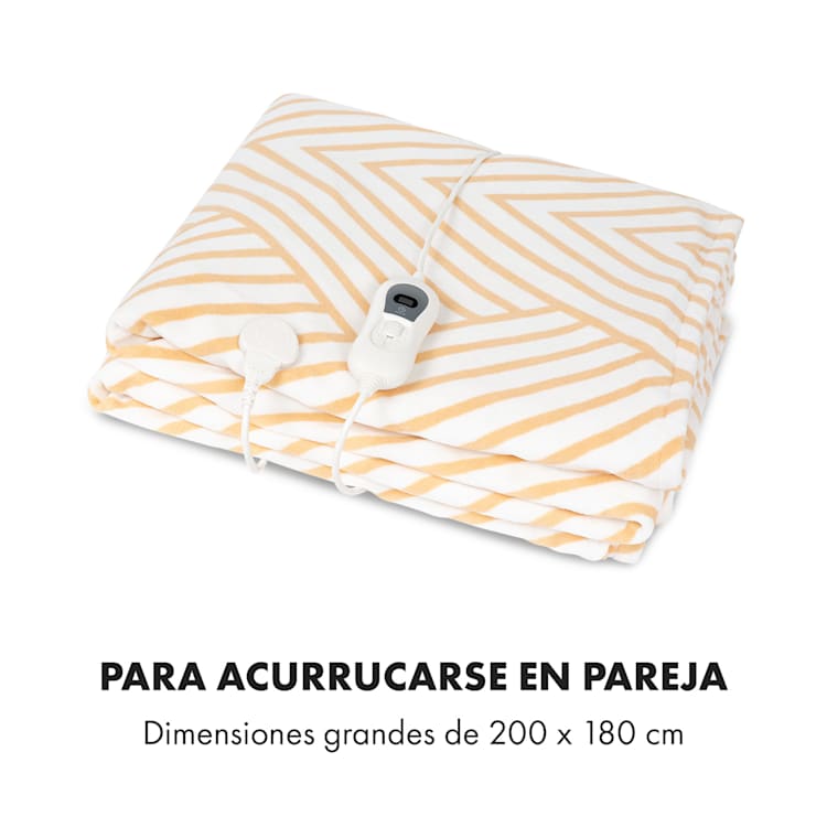 Dr. Watson XXL Manta eléctrica 120W 200x180cm Carolina Líneas beige Beige Estampado | XXL