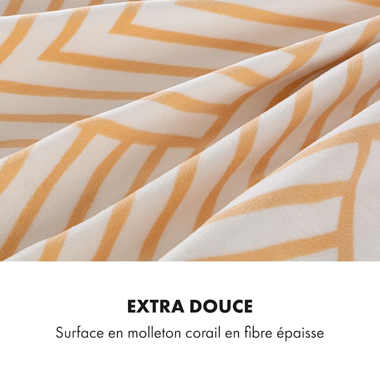 Dr. Watson XXL Couverture électrique 120W 200x180 cm polaire de corail lignes beiges Beige À Motifs | XXL