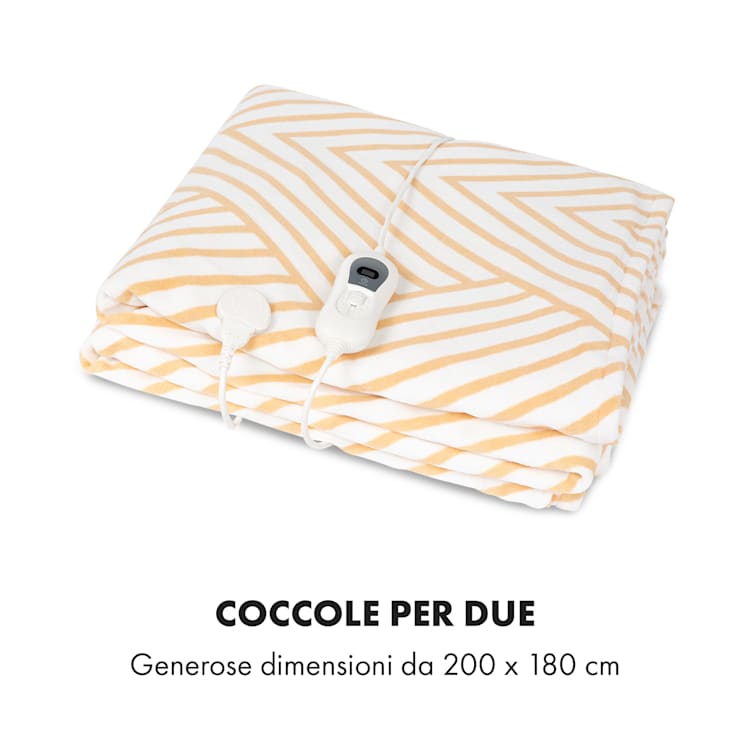 Dr. Watson XXL, Coperta Termica, 200x180cm, Coral Fleece, 120W, linee beige Beige A Fantasia | XXL