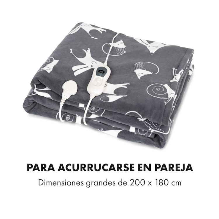 Klarstein Dr. Watson XXL Manta eléctrica 120W 200x180cm Coralina Antracita Animales Antracita Estampado | XXL