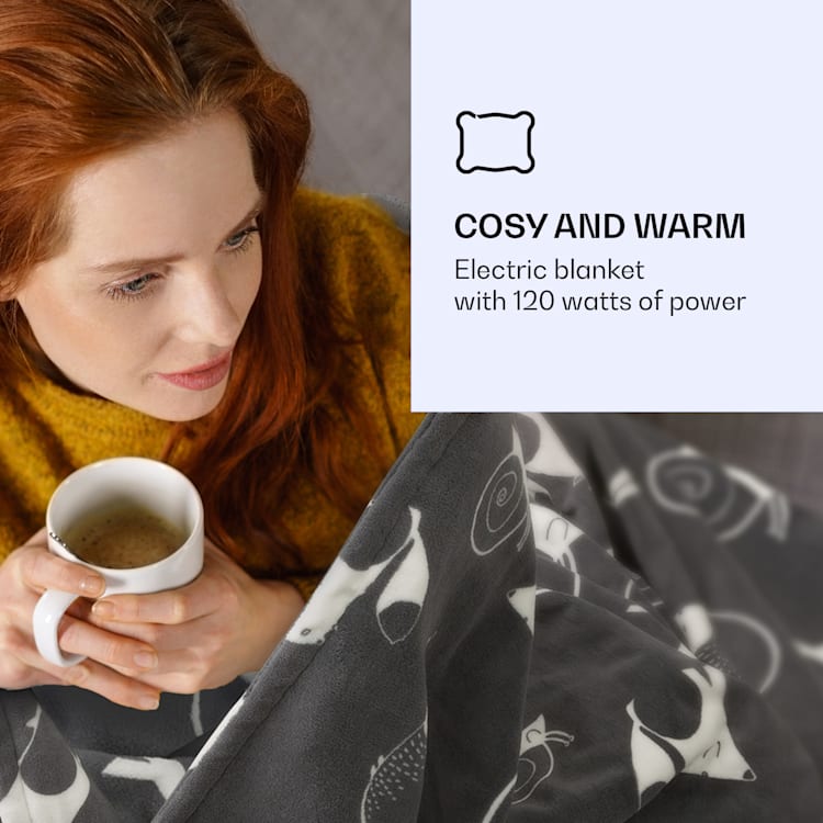 Dr. Watson XXL, melegítő takaró, 120 W, 200 x 180 cm, coral fleece, antracit, állatok Anthracite Patterned | XXL