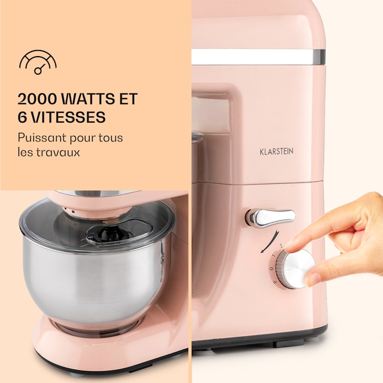 Bella Elegance keukenmachine 2000 W / 5,2 liter rvs zonder BPA Rosé