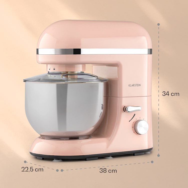 Bella Elegance Küchenmaschine 2000 W / 2,7 PS / 5,2 Liter Edelstahl BPA-frei Rosé