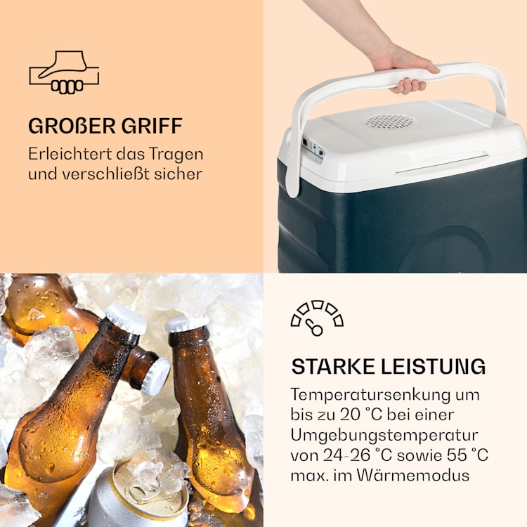 BeerBelly 29 Elektrische Kühlbox Kühl-& Warmhaltefunktion USB-Port ECO-Modus Blau