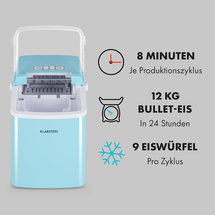 Arctic Porter Eiswürfelmaschine Bullet-Eis 12kg/24h Edelstahl Blau