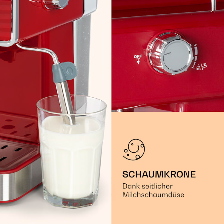 Gusto Classico Espressomaker 1350 Watt 20 Bar Druck Wassertank: 1,5 Liter Rot