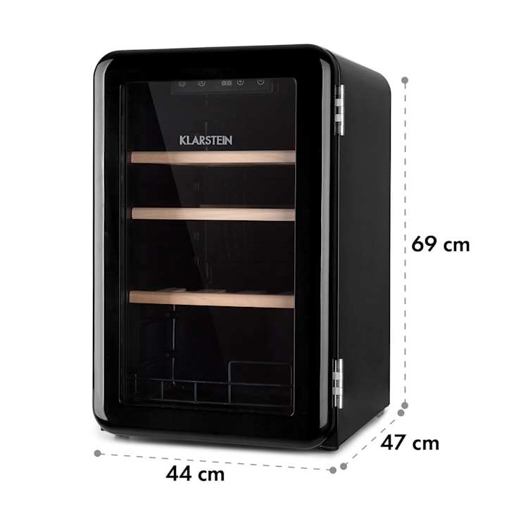 Vinetage 19 Uno Getränkekühler Kühlschrank 70 Liter 4-22°C Retro-Design Schwarz