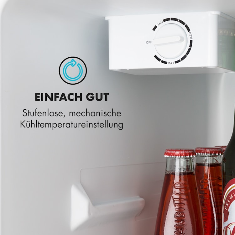 Cool Kid Mini-Kühlschrank mit 4-L-Gefrierfach 66 Liter 41dB Silbergrau