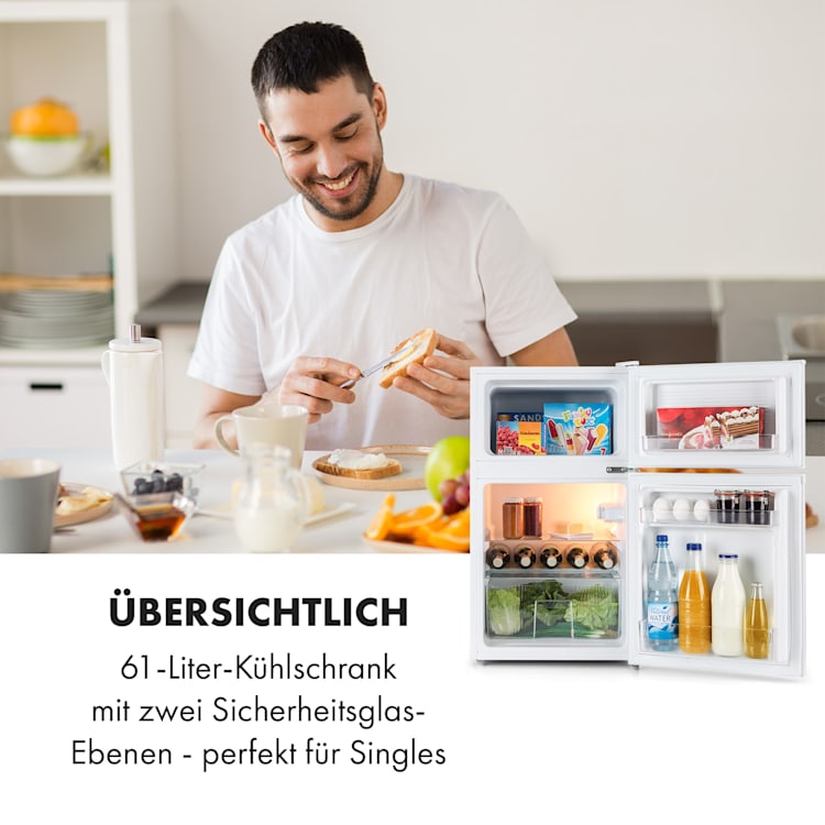 Big Daddy Cool Kühl-Gefrier-Kombination 87 Liter 40dB EEK F 87 Ltr | Weiß