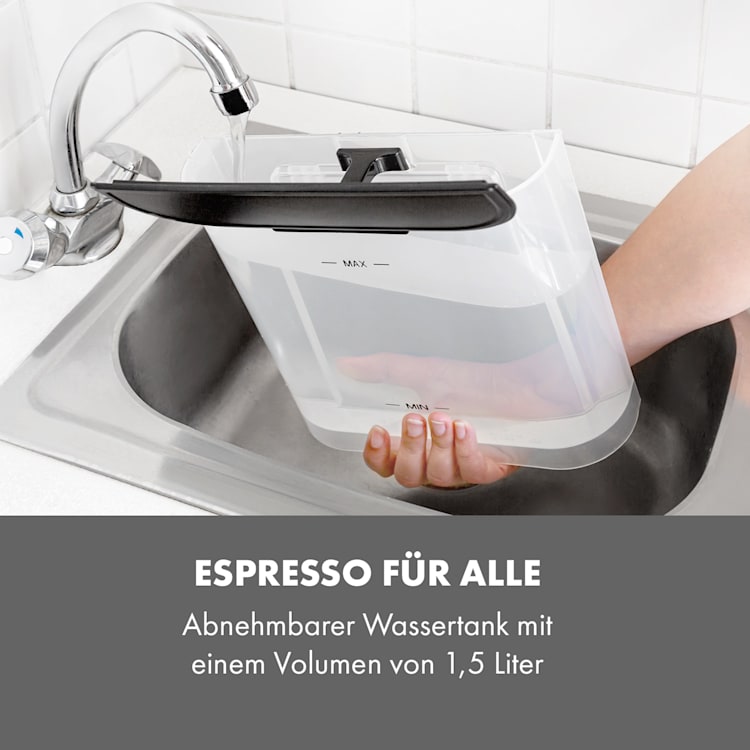 Arabica Espressomaschine 1050W 15 Bar 1,5l Touch-Bedienfeld Edelstahl