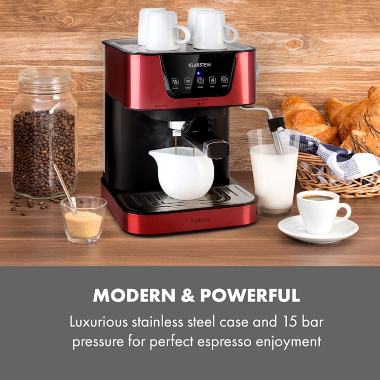 Arabica Espressomaskin 1050W 15 Bar 1,5l touchpanel ädelstål