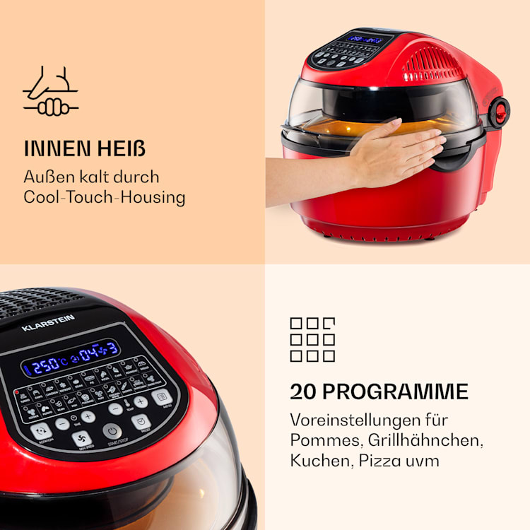 VitAir Smart Heißluftfritteuse App-Steuerung / 1400W / 7,75 Ltr / 20 Programme Rot