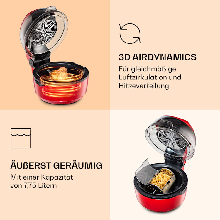 VitAir Smart Heißluftfritteuse App-Steuerung / 1400W / 7,75 Ltr / 20 Programme Rot
