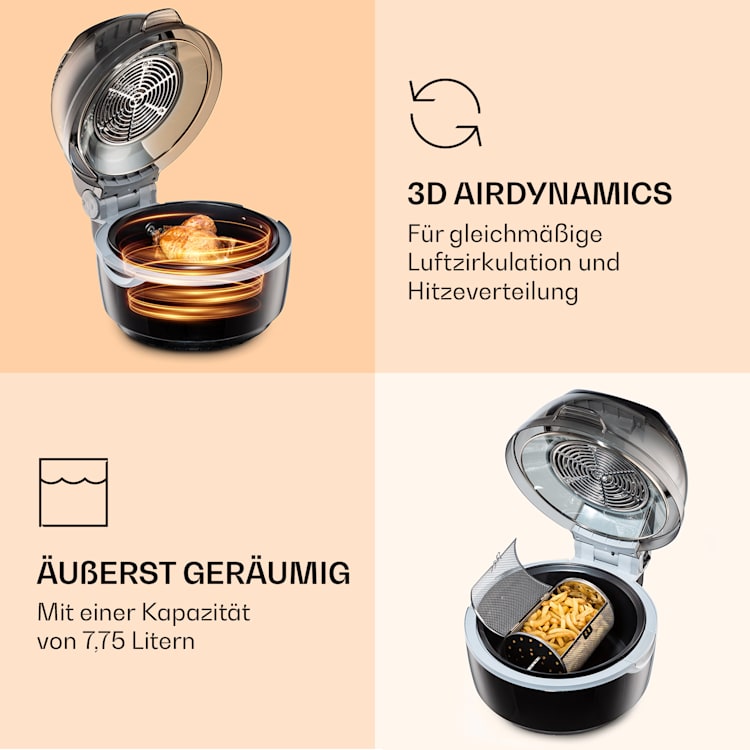 VitAir Smart Heißluftfritteuse App-Steuerung / 1400W / 7,75 Ltr / 20 Programme Schwarz