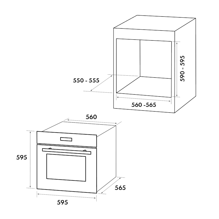 Bernadin, elektromos beépített sütő, 2800 W, 70 l, 50 - 250 ° C, A + energiaosztály