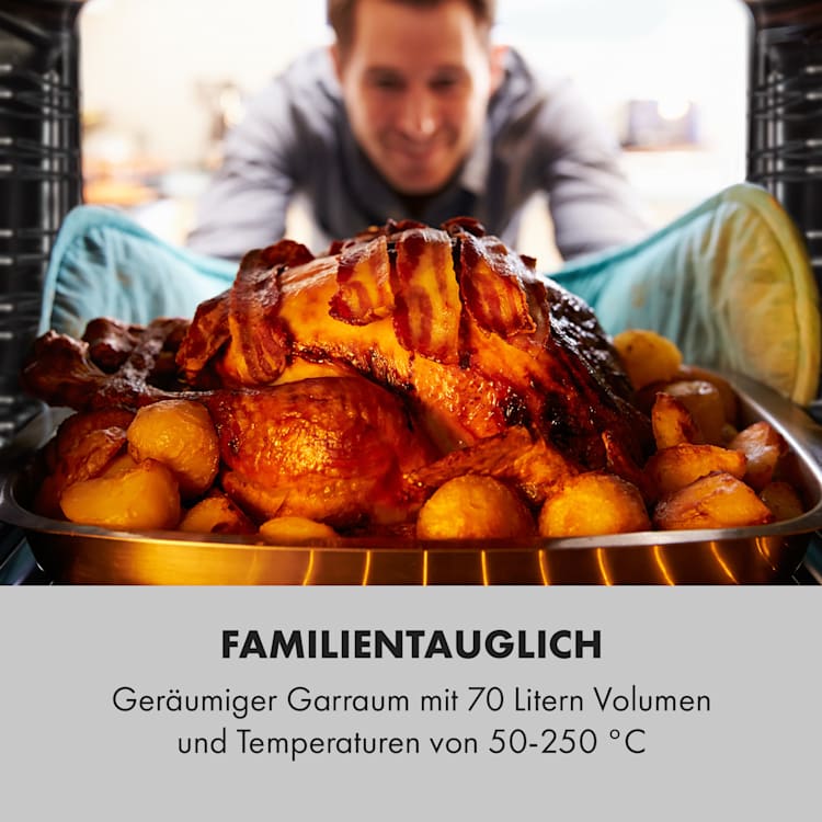 Casteau Elektrischer Einbaubackofen 2800W EEK A 9 Funktionen
