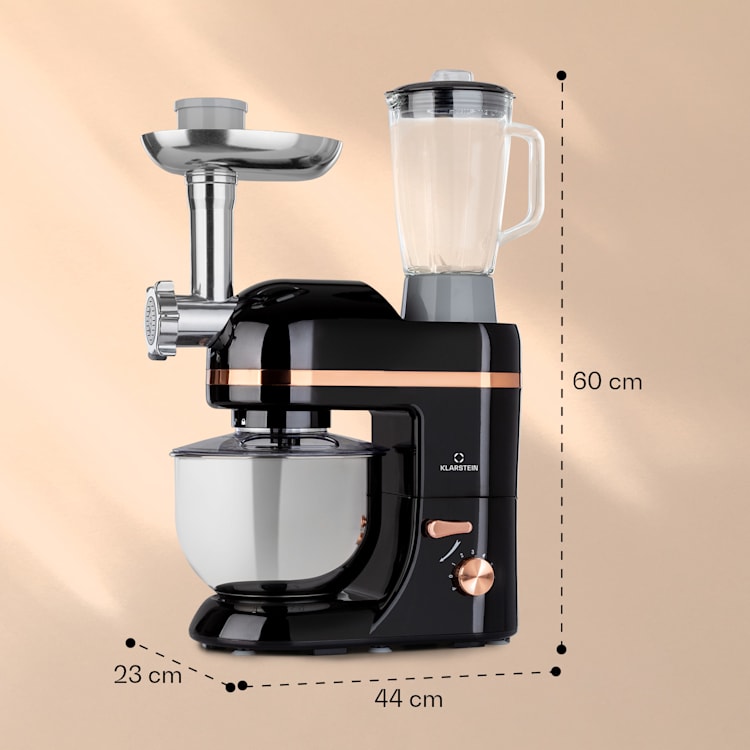 Lucia Elegance keukenmachine mixer vleesmolen 2000W zonder BPA Zwart