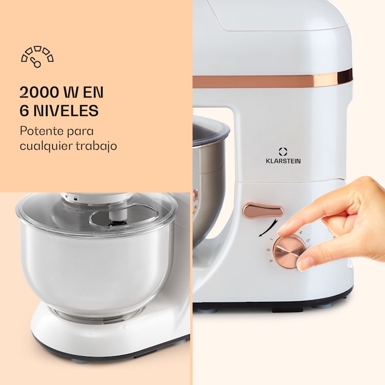 Robot de cocina Lucia Elegance Triturador de carne 2000W sin BPA Blanco