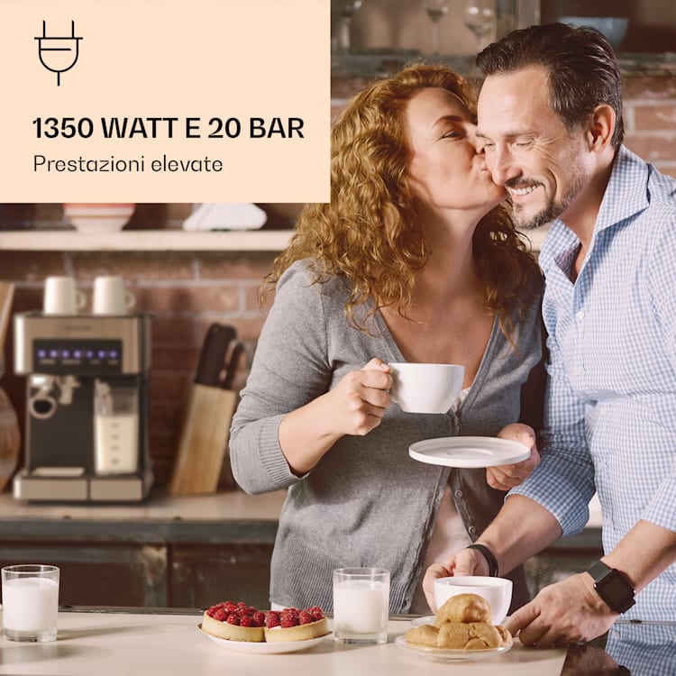 Arabica Comfort Macchina per caffè espresso, 1350W, 20 Bar, 1,8l, pannello di controllo touch in acciaio inossidabile