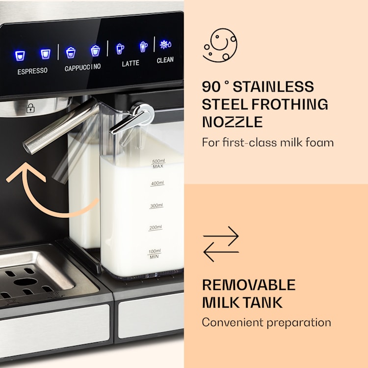 Arabica Comfort Espresso Machine 1350W 20 Bar 1.8 l Touch Control Panel Stainless Steel